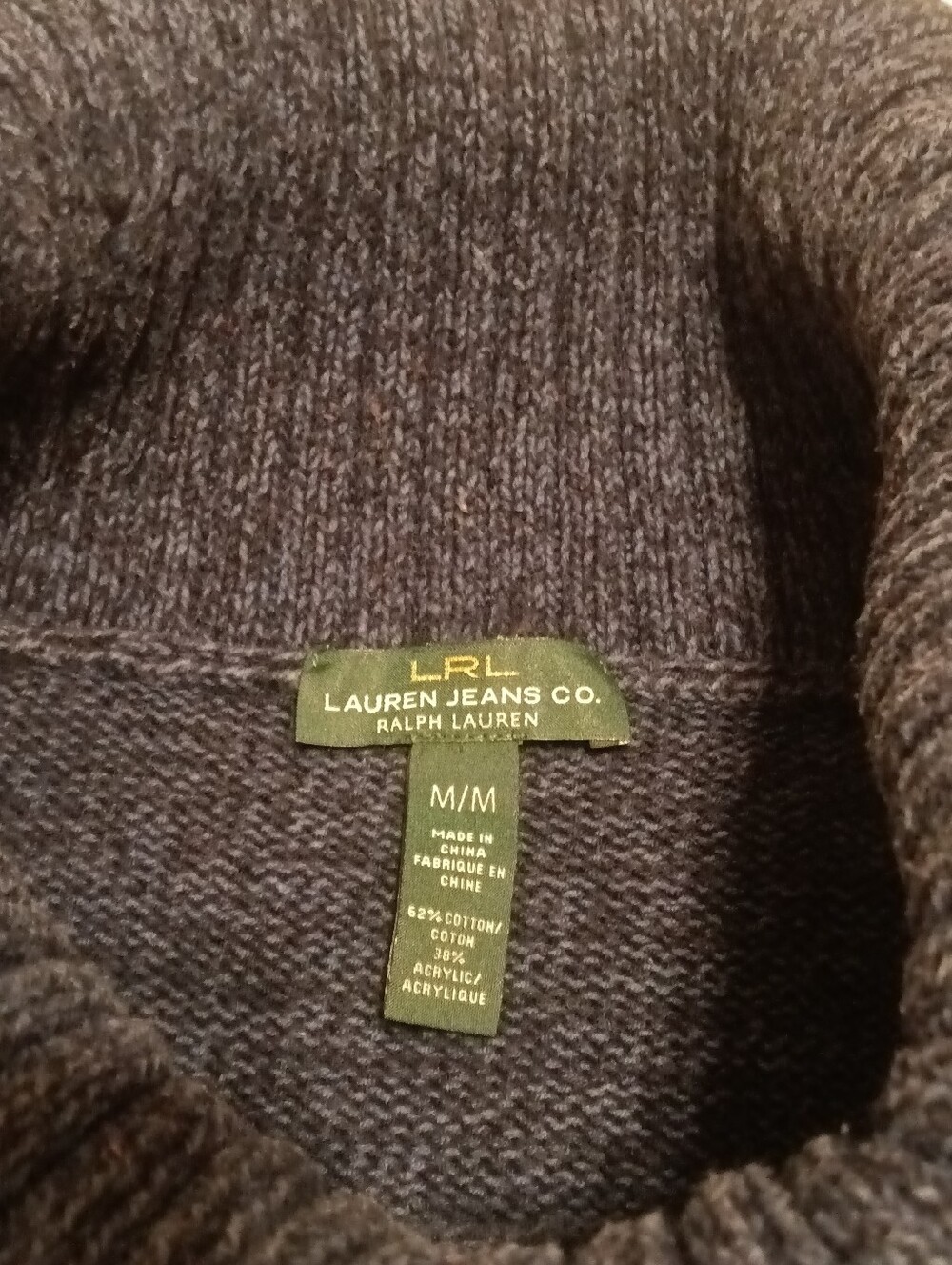 LRL Ralph Lauren Navy Blue Cowl Neck Knit Sweater Medium - Picture 2 of 5